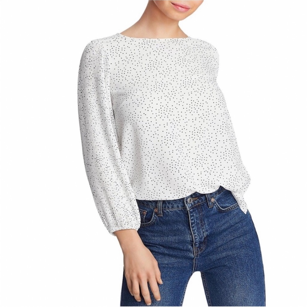 1.State Long Sleeve Polka Dot Blouse